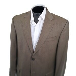 Stafford Blazer Mens 42L Brown Micro Houndstooth 100% Wool 2 Button